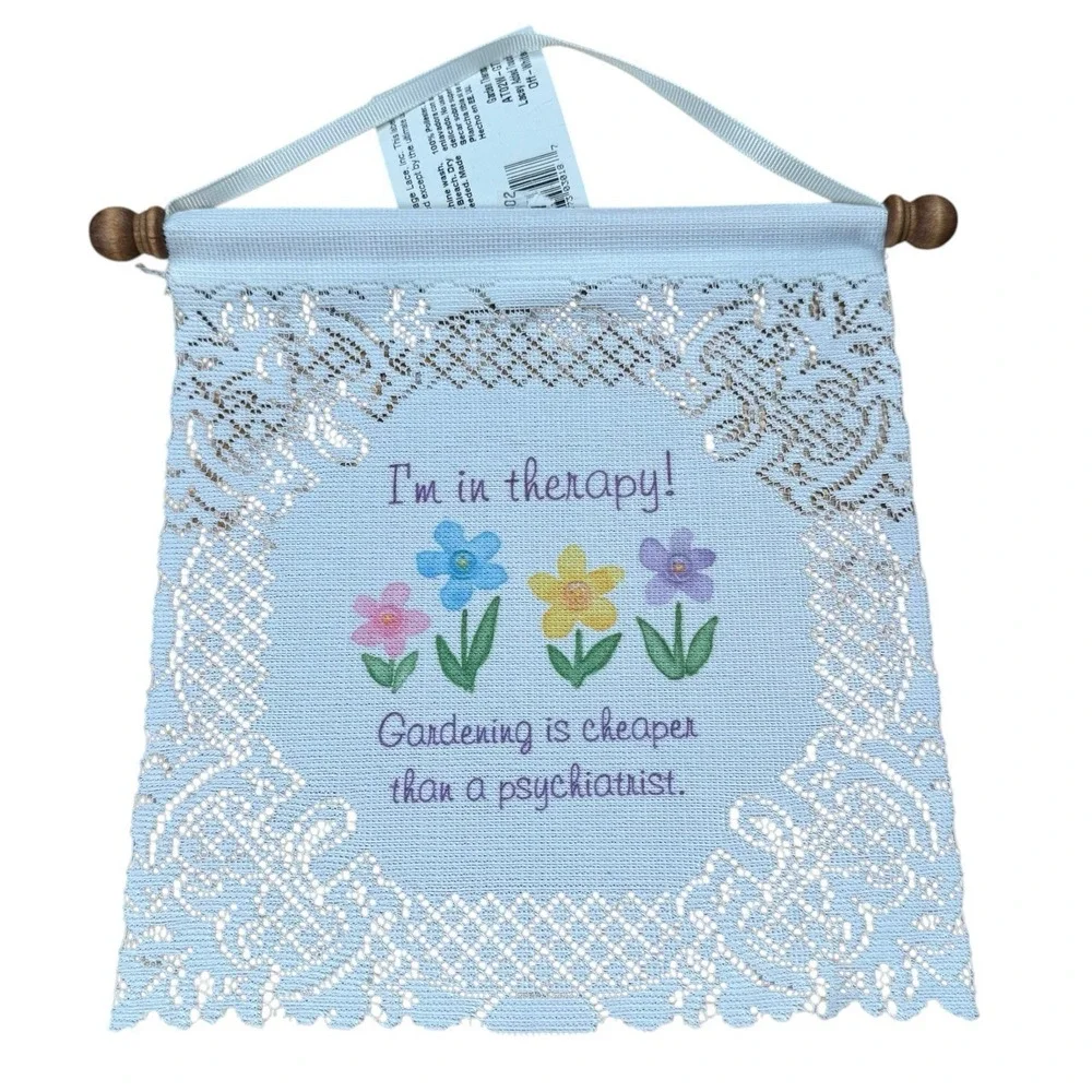Heritage‎ Lace Garden Therapy Wall Hanging Banner Off-White Floral AT02W-GTH NEW
